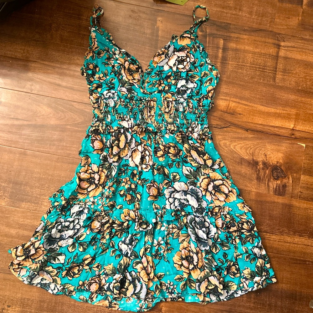 Teal floral sundress